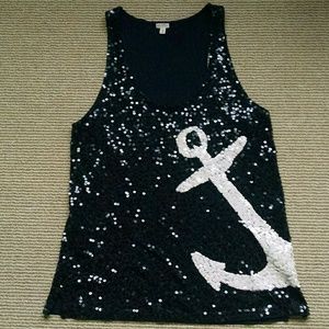 Navy Jcrew Anchor sequin shirt